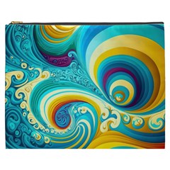 Waves Ocean Sea Abstract Whimsical Cosmetic Bag (xxxl) by Jancukart