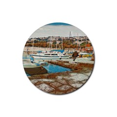 Alone On Gardasee, Italy  Rubber Round Coaster (4 Pack) by ConteMonfrey