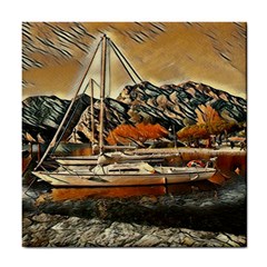 Art Boats Garda, Italy  Tile Coaster by ConteMonfrey