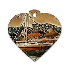 Art Boats Garda, Italy  Dog Tag Heart (two Sides) by ConteMonfrey