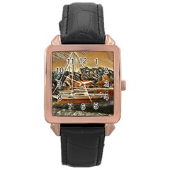 Art Boats Garda, Italy  Rose Gold Leather Watch  by ConteMonfrey