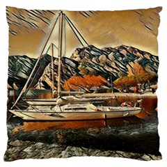 Art Boats Garda, Italy  Large Cushion Case (one Side) by ConteMonfrey