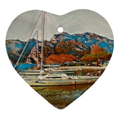 Boats On Lake Garda, Italy  Heart Ornament (two Sides)