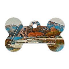 Boats On Lake Garda, Italy  Dog Tag Bone (one Side) by ConteMonfrey