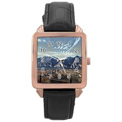 Lake In Italy Rose Gold Leather Watch  by ConteMonfrey