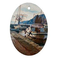 Boats On Gardasee, Italy  Oval Ornament (two Sides) by ConteMonfrey