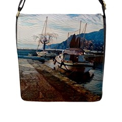 Boats On Gardasee, Italy  Flap Closure Messenger Bag (l) by ConteMonfrey