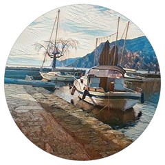 Boats On Gardasee, Italy  Round Trivet by ConteMonfrey