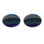 Abstract Landscape Art Design Pattern Water Cufflinks (Oval) Front(Pair)