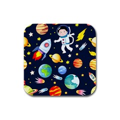 Space Galaxy Seamless Background Rubber Square Coaster (4 Pack)