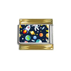 Space Galaxy Seamless Background Gold Trim Italian Charm (9mm)