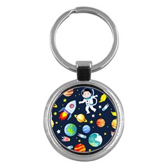 Space Galaxy Seamless Background Key Chain (round)