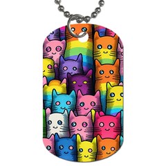 Cats Cat Cute Animal Rainbow Pattern Colorful Dog Tag (one Side)