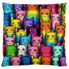Cats Cat Cute Animal Rainbow Pattern Colorful Standard Premium Plush Fleece Cushion Case (two Sides)