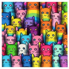 Cats Cat Cute Animal Rainbow Pattern Colorful Wooden Puzzle Square by Jancukart