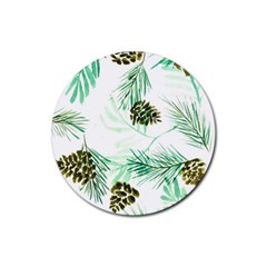 Watercolor Pattern Winter Rubber Round Coaster (4 Pack)