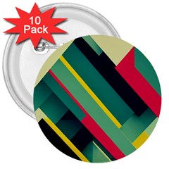 Pattern Abstract Geometric Design 3  Buttons (10 Pack) 