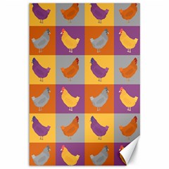 Chickens Pixel Pattern - Version 1a Canvas 12  X 18  by wagnerps