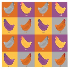 Chickens Pixel Pattern - Version 1a Wooden Puzzle Square by wagnerps