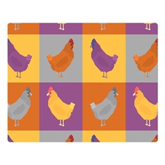 Chickens Pixel Pattern - Version 1a One Side Premium Plush Fleece Blanket (large) by wagnerps