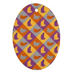 Chickens Pixel Pattern - Version 1b Ornament (oval) by wagnerps