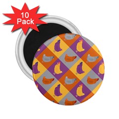 Chickens Pixel Pattern - Version 1b 2 25  Magnets (10 Pack) 