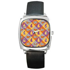 Chickens Pixel Pattern - Version 1b Square Metal Watch by wagnerps