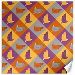 Chickens Pixel Pattern - Version 1b Canvas 12  X 12  by wagnerps