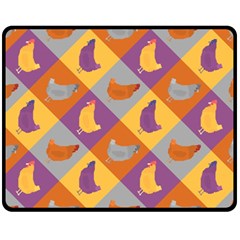 Chickens Pixel Pattern - Version 1b One Side Fleece Blanket (medium) by wagnerps
