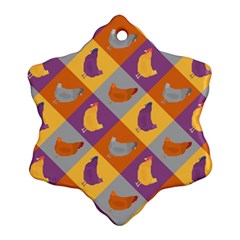 Chickens Pixel Pattern - Version 1b Snowflake Ornament (two Sides) by wagnerps