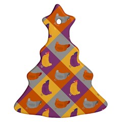 Chickens Pixel Pattern - Version 1b Christmas Tree Ornament (two Sides) by wagnerps