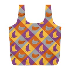 Chickens Pixel Pattern - Version 1b Full Print Recycle Bag (l) by wagnerps