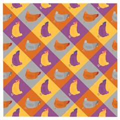 Chickens Pixel Pattern - Version 1b Wooden Puzzle Square by wagnerps