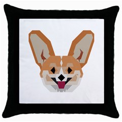 Cardigan Corgi Face Throw Pillow Case (black) by wagnerps