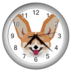 Cardigan Corgi Face Wall Clock (silver) by wagnerps