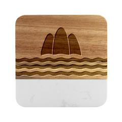 Gozo Malta Flag Marble Wood Coaster (square) by tony4urban