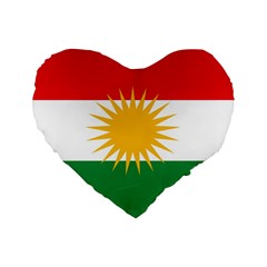 Kurdistan Flag Standard 16  Premium Flano Heart Shape Cushions by tony4urban