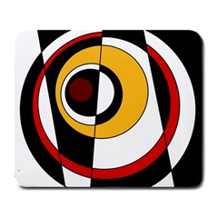 Circles And Lines Abstraction 73 Red Amber  Large Mousepad by Mazipoodles