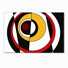 Circles And Lines Abstraction 73 Red Amber  Postcards 5  X 7  (pkg Of 10) by Mazipoodles