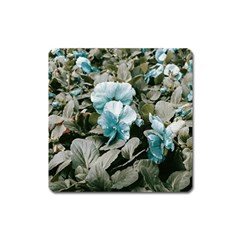 Flowers And Leaves Colored Scene Square Magnet by dflcprintsclothing