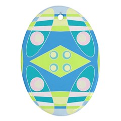 Bohemian Chintz 20 - Pastel Green Blue Pink Ornament (oval)