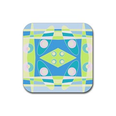 Bohemian Chintz 20 - Pastel Green Blue Pink Rubber Coaster (square) by Mazipoodles