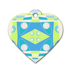 Bohemian Chintz 20 - Pastel Green Blue Pink Dog Tag Heart (one Side) by Mazipoodles