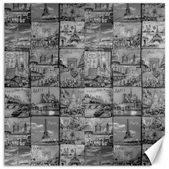 Paris Souvenirs Black And White Pattern Canvas 20  X 20  by dflcprintsclothing