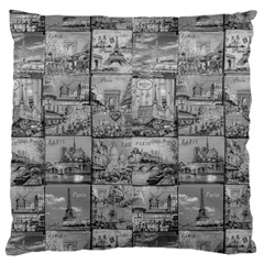 Paris Souvenirs Black And White Pattern Large Cushion Case (two Sides) by dflcprintsclothing