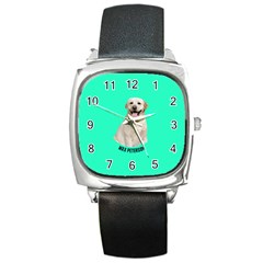 Pet Portrait Watches Pascal Background Square Metal Watch by FWGIFTS