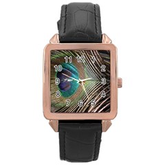 Peacock Rose Gold Leather Watch  by StarvingArtisan