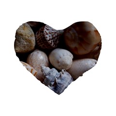 Beautiful Seashells  Standard 16  Premium Flano Heart Shape Cushions by StarvingArtisan