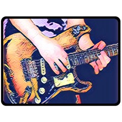 Stevie Ray Guitar  One Side Fleece Blanket (large) by StarvingArtisan