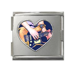 Stevie Ray Guitar  Mega Link Heart Italian Charm (18mm) by StarvingArtisan